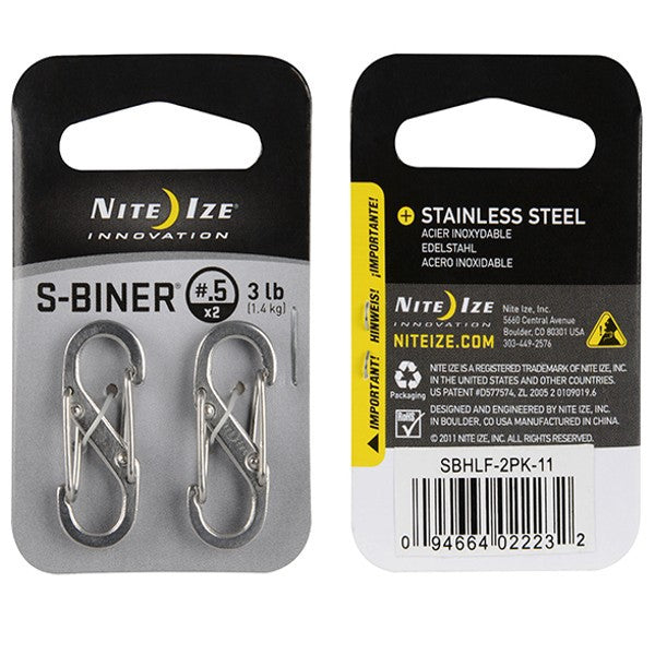  Lot de 2 S-Biner Nite Ize Inox Taille 0,5