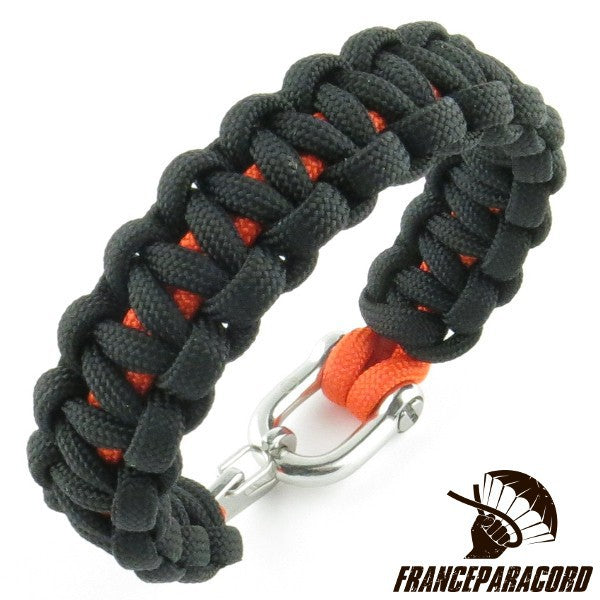 Bracelet paracord Cobra bicolore avec manille & clip inox