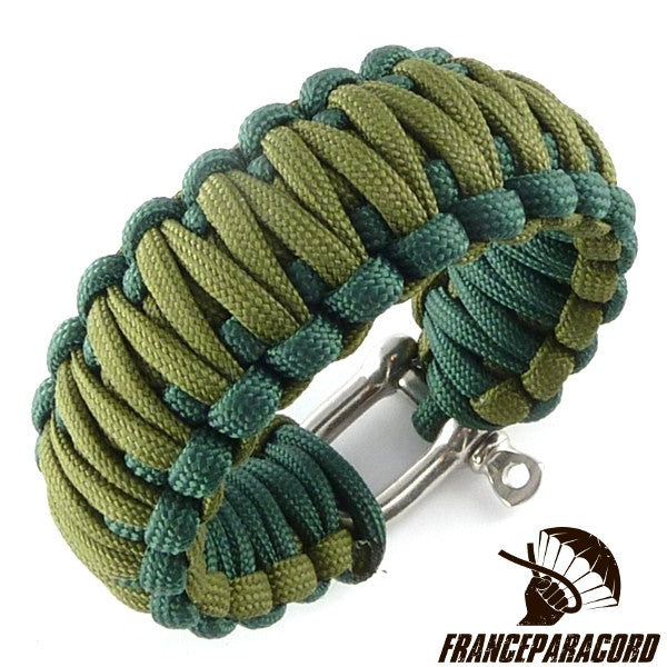 Bracelet paracord King Cobra bicolore avec manille