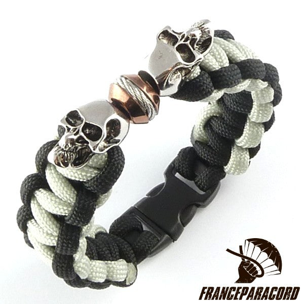 Bracelet paracord Cobra Spartan et têtes de mort avec boucle rapide