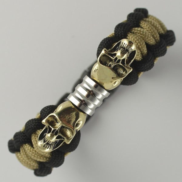 Bracelet paracord Cobra têtes de mort et perle avec boucle rapide