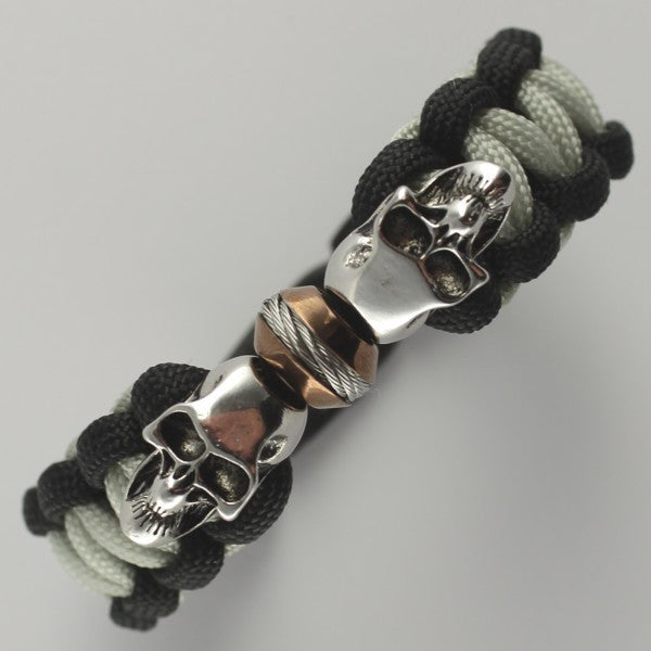 Bracelet paracord Cobra Spartan et têtes de mort avec boucle rapide